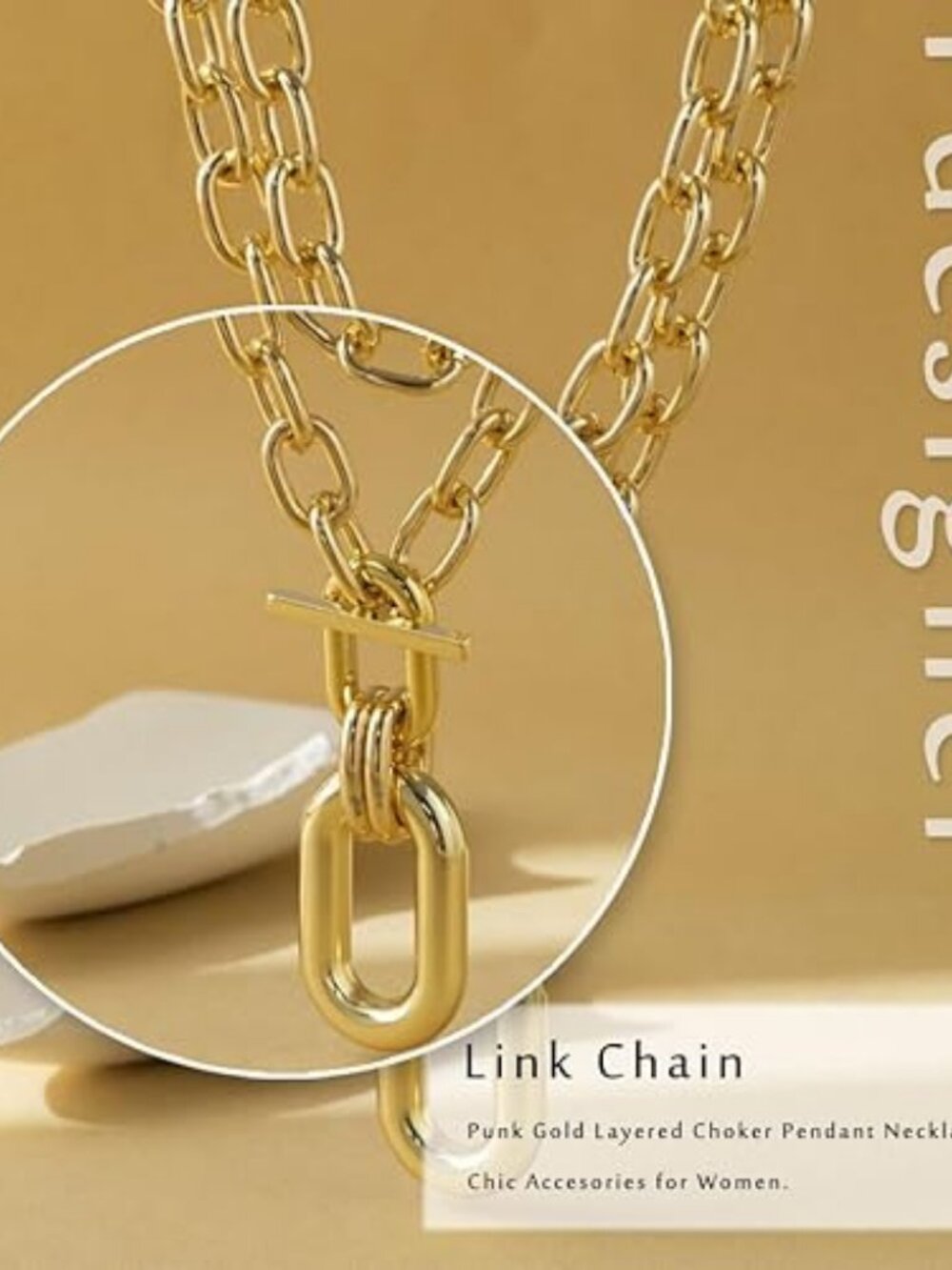 Chunky Gold Link Chain Necklace for Women Punk Statement Jewelry - Picture 3 of 6